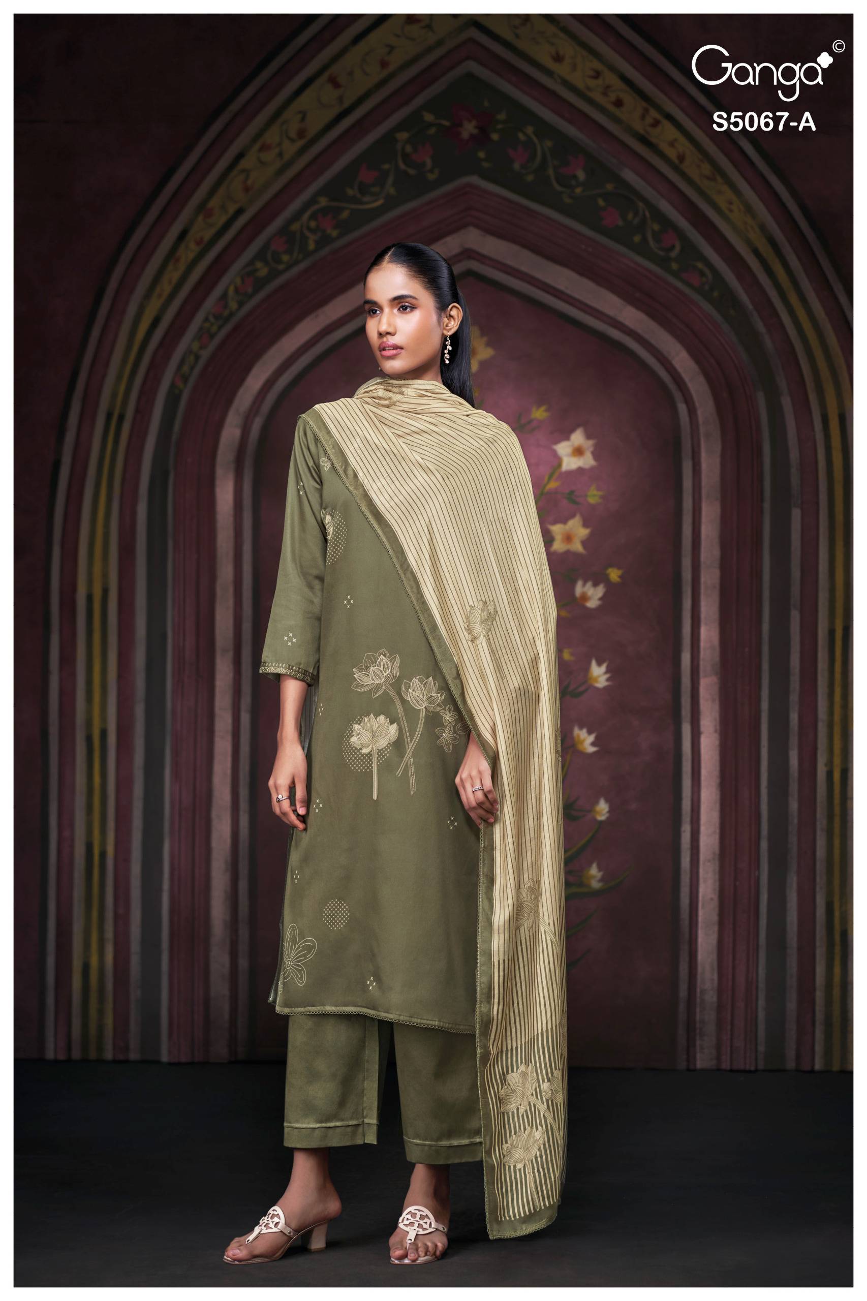 RIVIERA 5067 SERIES GANGA FASHION Stylish Beautiful Colourful COTTON SATIN Dresses At Wholesale Price